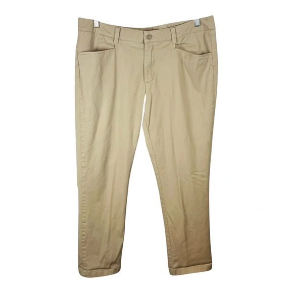 Lands' End Khaki Tan Ankle Pants Pockets Women Plus‎ Size 14 - Picture 1 of 9